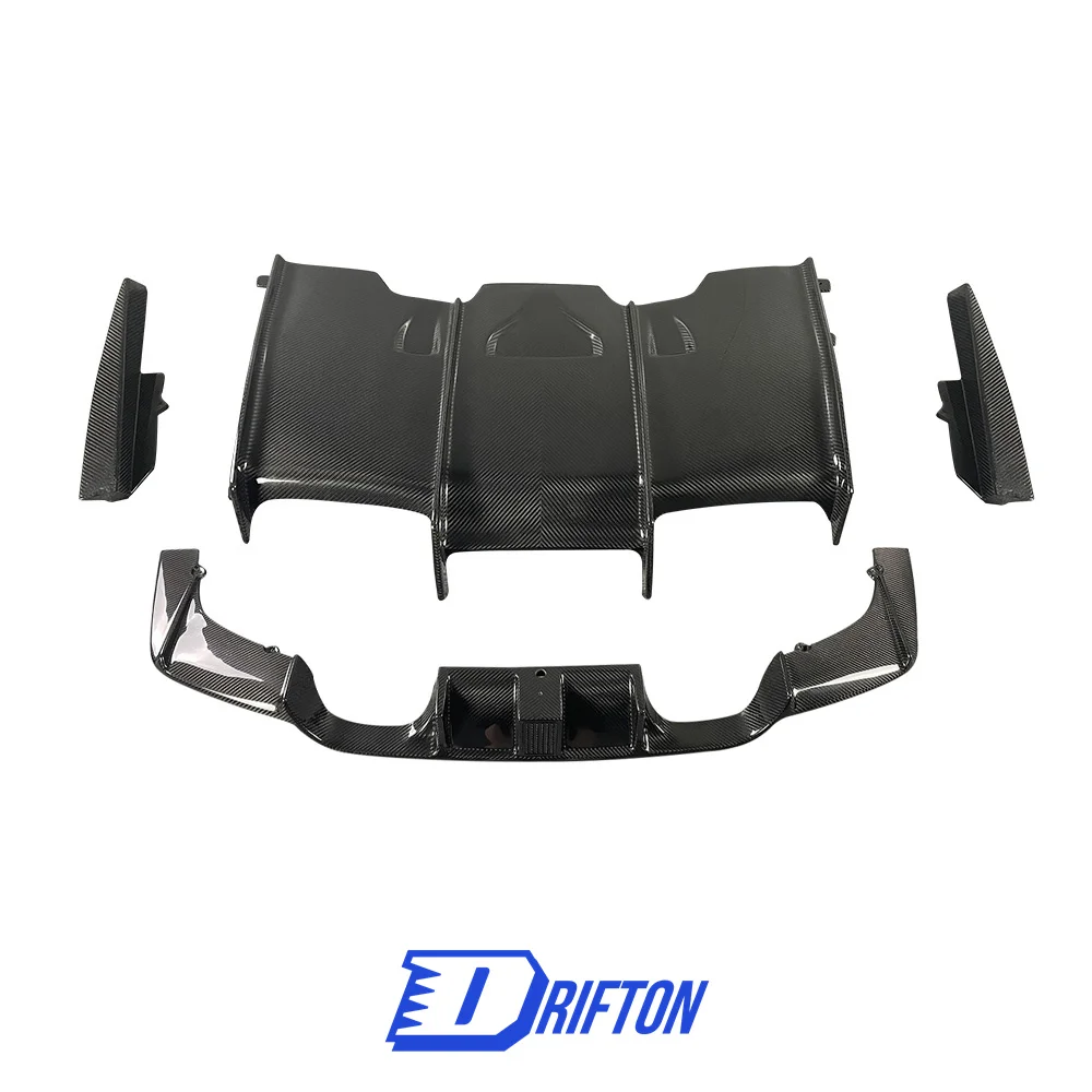 

[FREE SHIP] LED Brake Light Drifton Style Dry Carbon Fiber Rear DIffuser For BMW M3 M4 F80 F82 F83 Body Kit