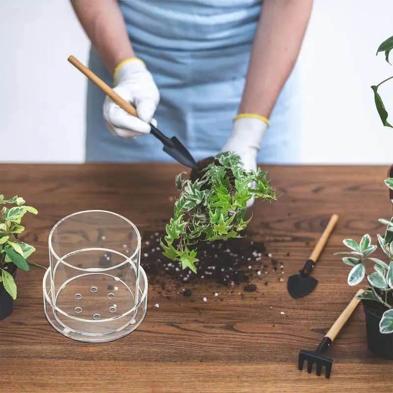 

Clear Pots For Plants Clear Potting Containers For Plants Reusable Acrylic Cups Saucers Tray With Drainage For Seedling Starter