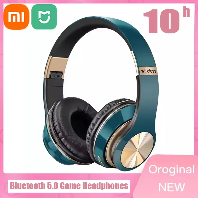 Xiaomi Mijia หูฟังเล่นเกม5.0บลูทูธ, หูฟังพับเก็บได้ฟังเพลง T5หูฟังไร้สายบลูทูธสำหรับโทรศัพท์ชุดหูฟังแบบมีสายสำหรับนักเล่นเกม