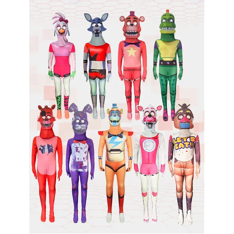 ♥ ♥ Nuevo Disfraz de Halloween 2026 para Niños, Mono de Cosplay de Fnaf Scp, Bonnie Nightmare Bear, Anime, Regalo de Navidad