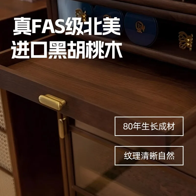 North American black walnut solid wood dental cabinet teacup tea set storage modern light luxury floor-to-ceiling cabinet view 2