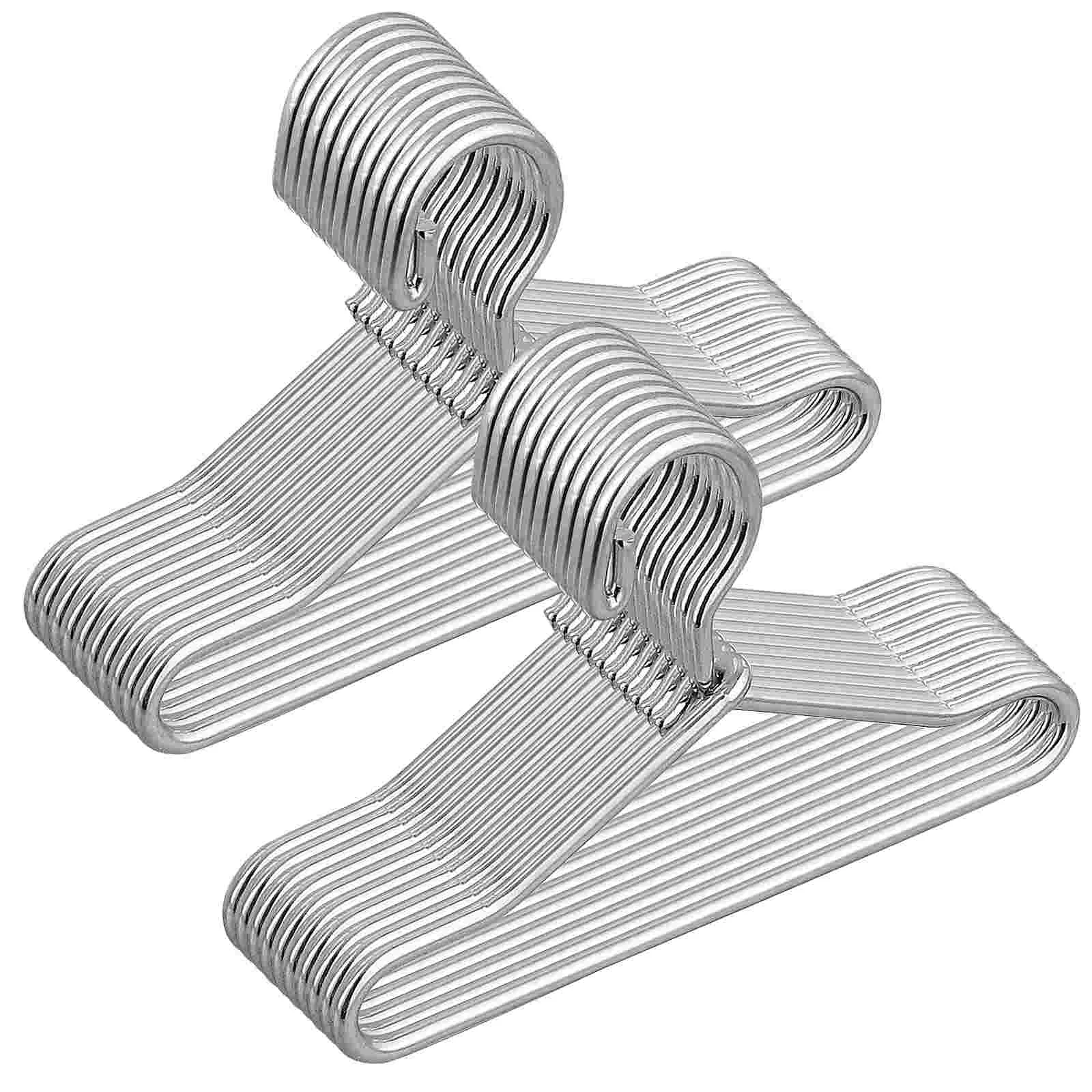 

50 Pcs Hanger Clothes Display Holder House Toys Metal Small Mini Silver Rack