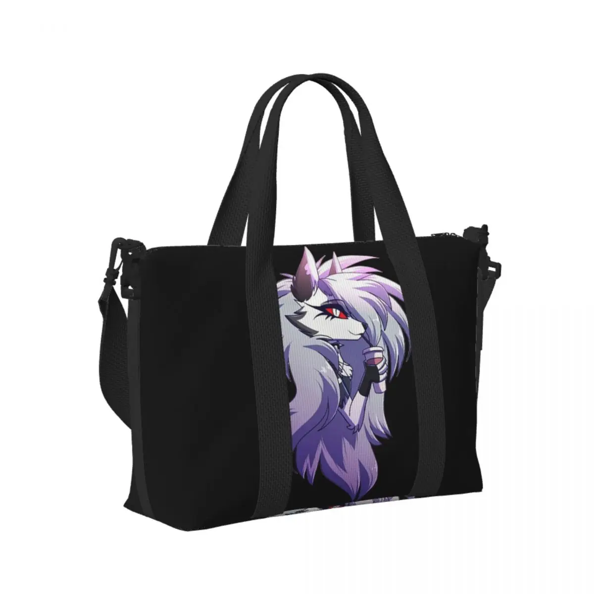 

Custom Helluva Boss Loona Beach Travel Bag Large Capacity Tote Bags for Gym Yoga Women Shopping Duffle Shoulder Bag