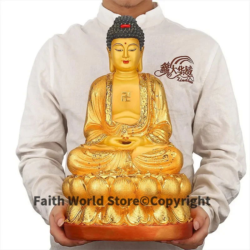 

HOT SALE -large # GOOD figure of Buddha # Home family Bless Safe good luck Buddha -GOLD RULAI the Medicine Buddha Lotus statue