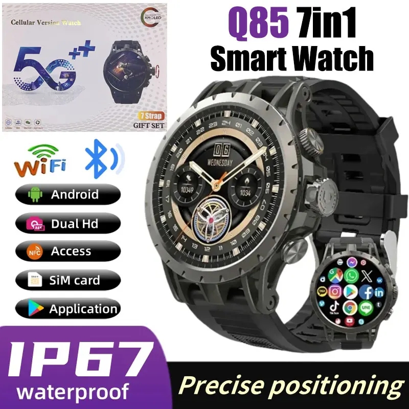 ساعة Q85 الذكية التي تعمل بنظام Android: شاشة AMOLED مقاس 1.43 بوصة، وذاكرة قراءة فقط 8 جيجابايت + 128 جيجابايت، ونظام تحديد المواقع العالمي (GPS)، وكاميرا مستقلة 4G وكاميرا 5 ميجابكسل #1