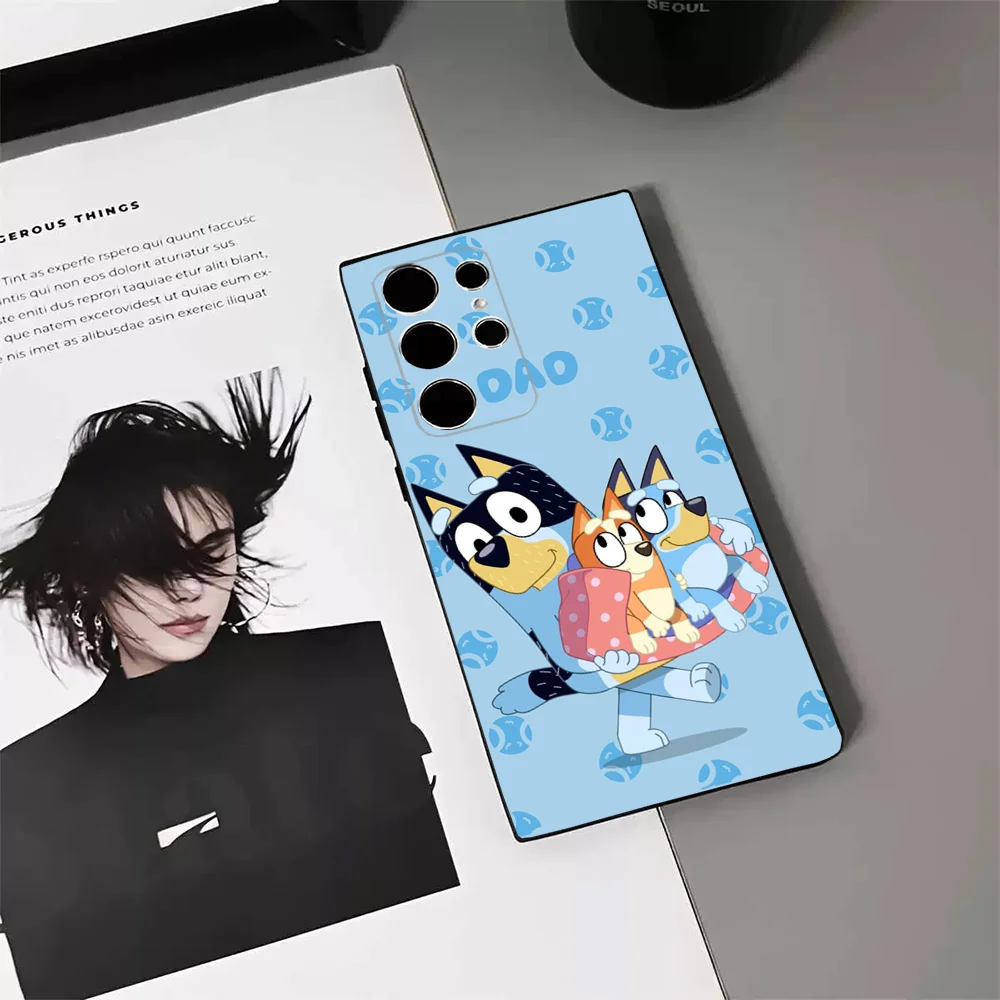 Blue-yS Cartoon B-Bingo-o Phone Case For Samsung S24,23,22,30,21,10,9,Ultra,Plus,Lite,FE,5G Black Soft Case