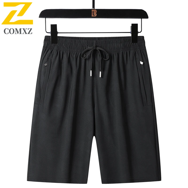 

plus size 7xl Sports Shorts Men's Summer New Zipper Pocket Ice Silk Bermuda Shorts Gym Running Fitness Stretch Jogging Shorts