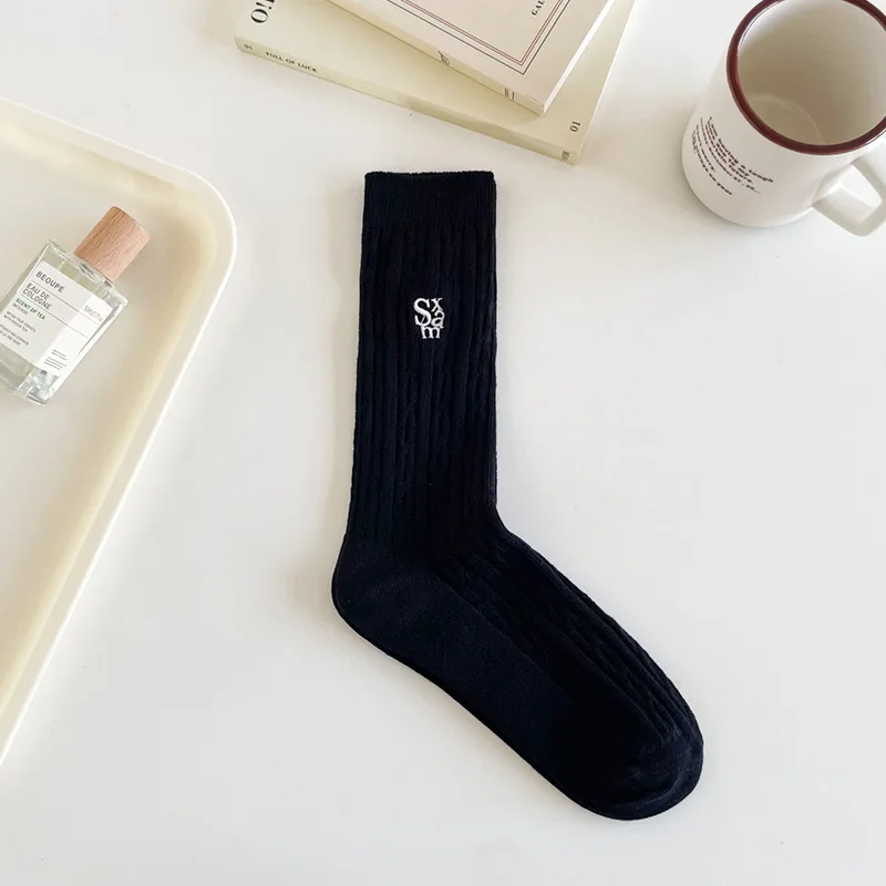 6 Pairs 2025 Women's Fall Winter Mid-Calf Cotton Slouch Socks Set Warm Socks Casual Grip Socks High Quality Wholesale Hosiery