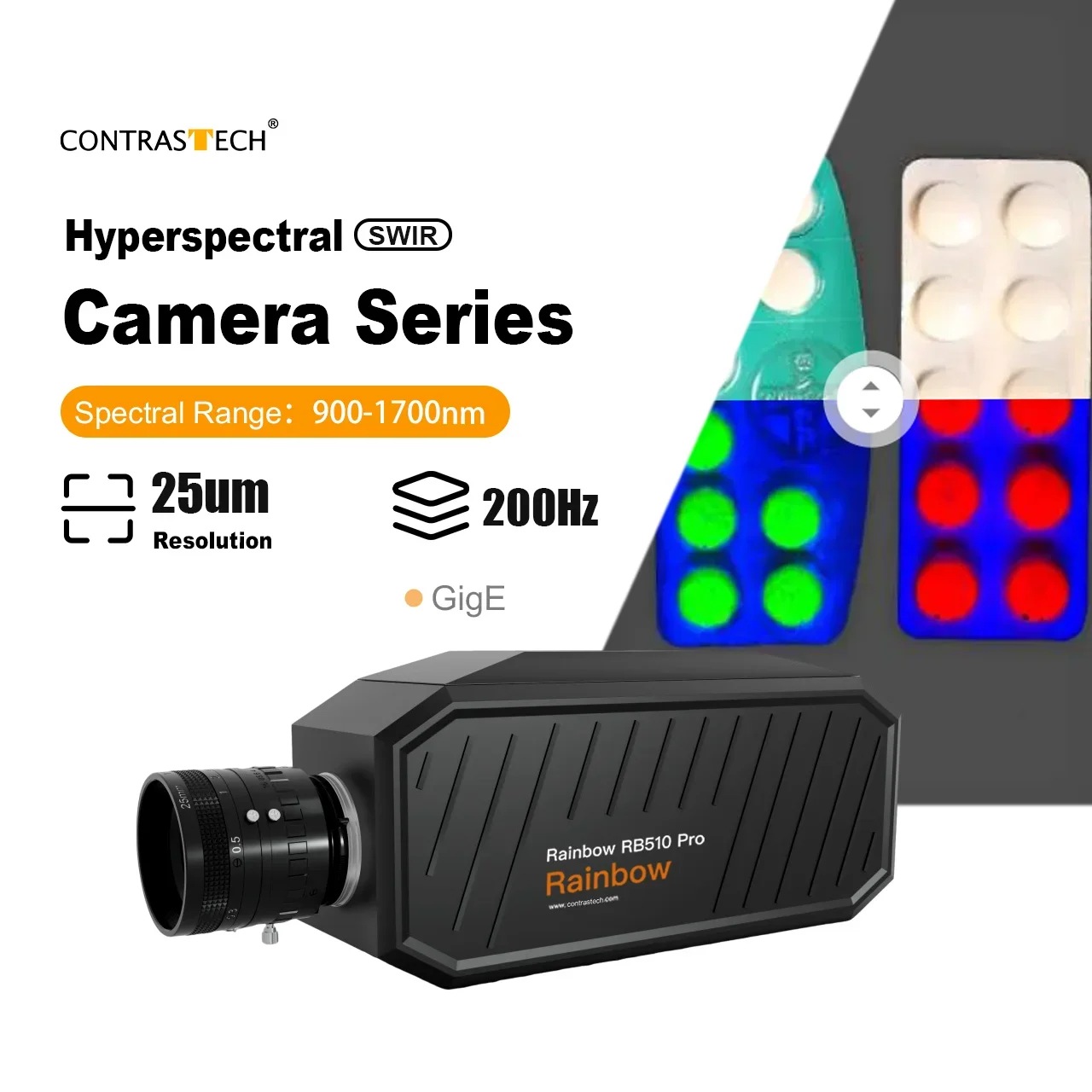 Hyperspectral Spectral Sorting Camera GigE CameraLink 900-1700nm 400-1100nm SWIR For Sorting Resource recycling Speecim Fx17e