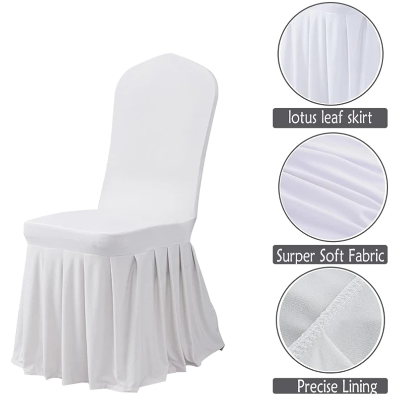 Funda de LICRA elástica plisada para silla de comedor, protector extraíble para silla de banquete, boda, fiesta, Hotel, lavable