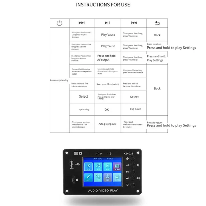AC56-Portable HD Auto Lossless Full Format MP5 Bluetooth 5.0 Kalenderuhr Wecker