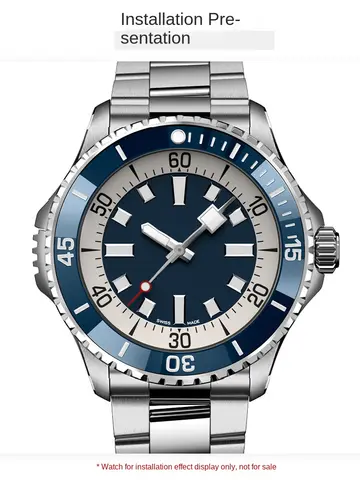 42x35mm keramisk bezelinsatsring, sluttande passform 46mm för Breitling SUPEROCEAN A17378E71C1A1 blå skala cirkel klockan 12 grönt ljus 10 best sales 35 mm raminsats - №3