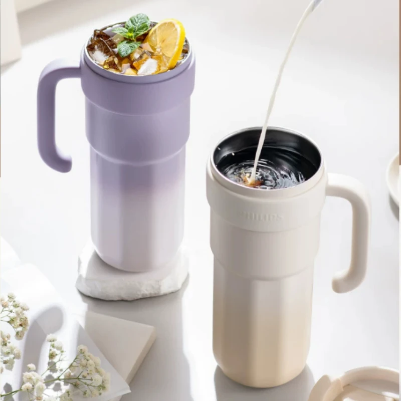 

Gradient Macaron Color Large Capacity Travel Mug PHILIPS 1.2L Leakproof Dual Drink Tumbler For Gym Outdoor Camping