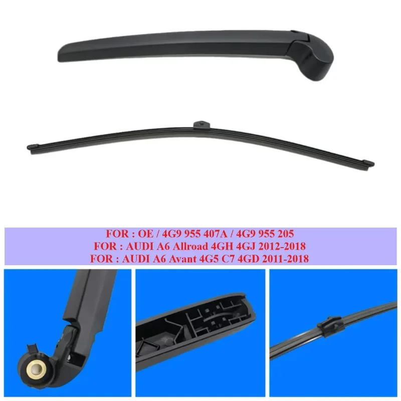 High Quality Rear Windshield Windscreen Washer Wiper Arm Blade Kit For AUDI A6 Allroad Avant 4GH 4GJ 4G5 C7 4GD 11-18 4G9955407A