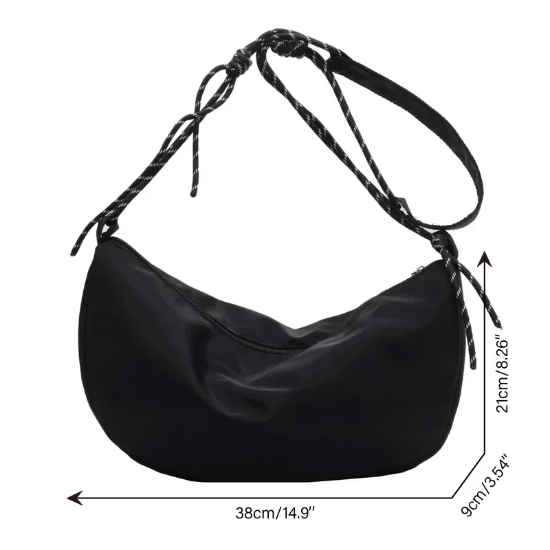 Bolsos de hombro de tela de nailon para mujer, bolso Hobos Vintage de Color sólido, bolso Diagonal informal de gran capacidad, bolso versátil de