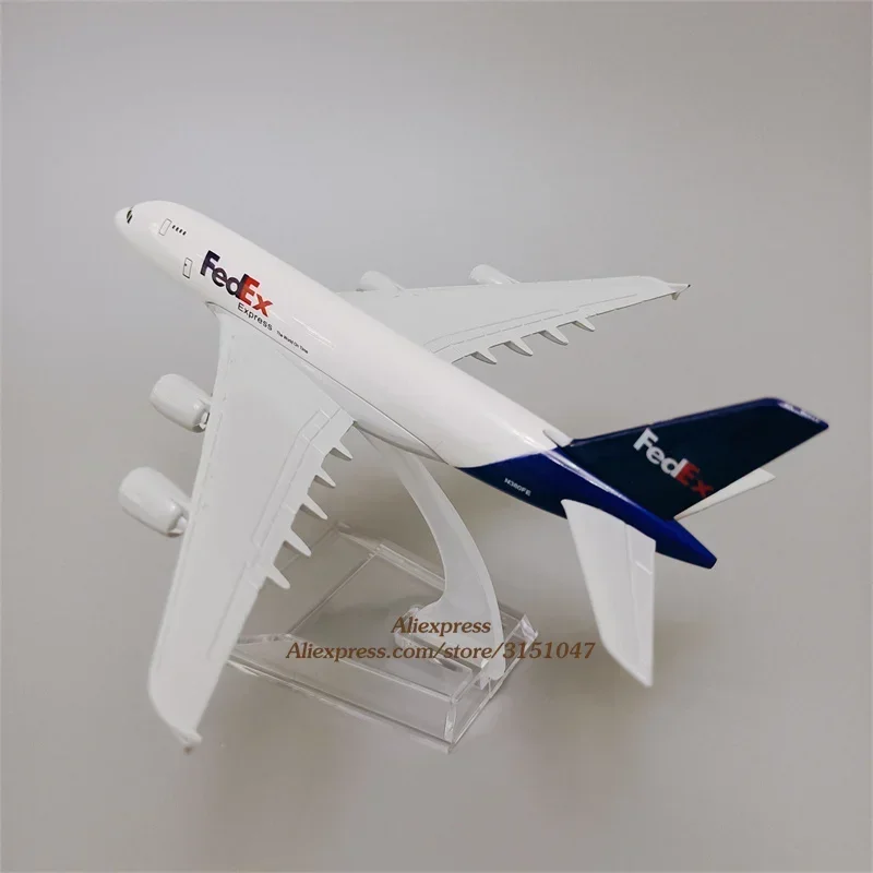 16cm Alloy Metal Air Fedex A380 Airlines Airplane Model Fedex Airbus 380 Airways Diecast Plane Model  Aircraft Gifts with Holder