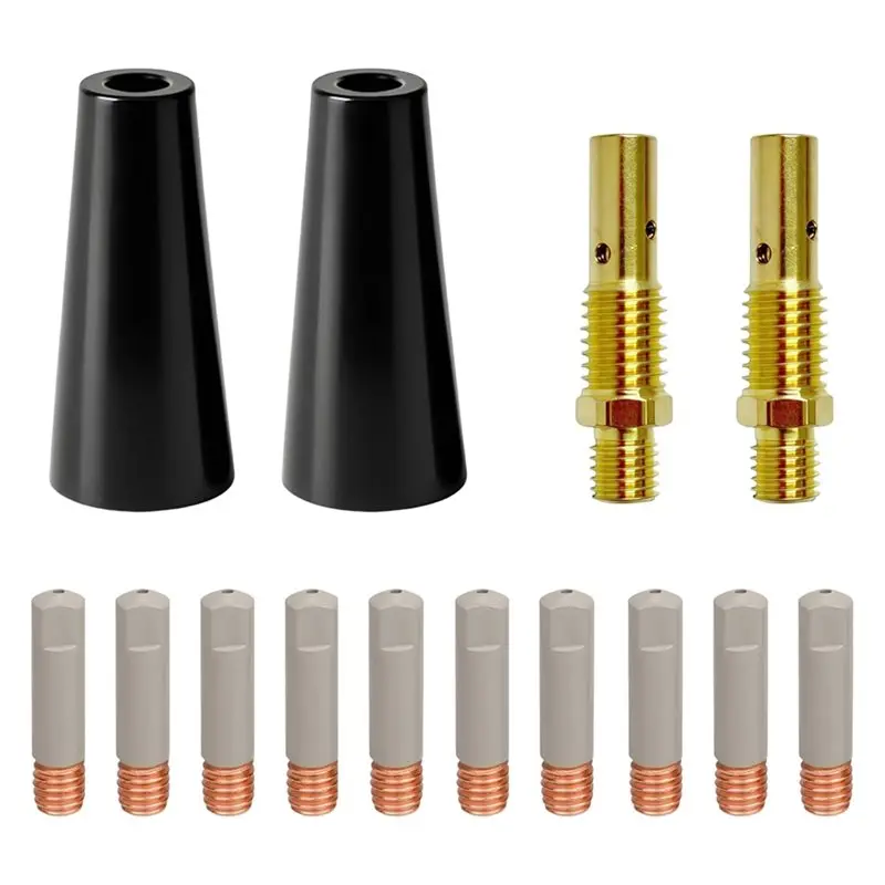 

AT05- Welding Tips Replacement(Non-Stick Coating), 14Pcs Flux Core Gasless Nozzle Welding Kit With Coated. 035" Kit