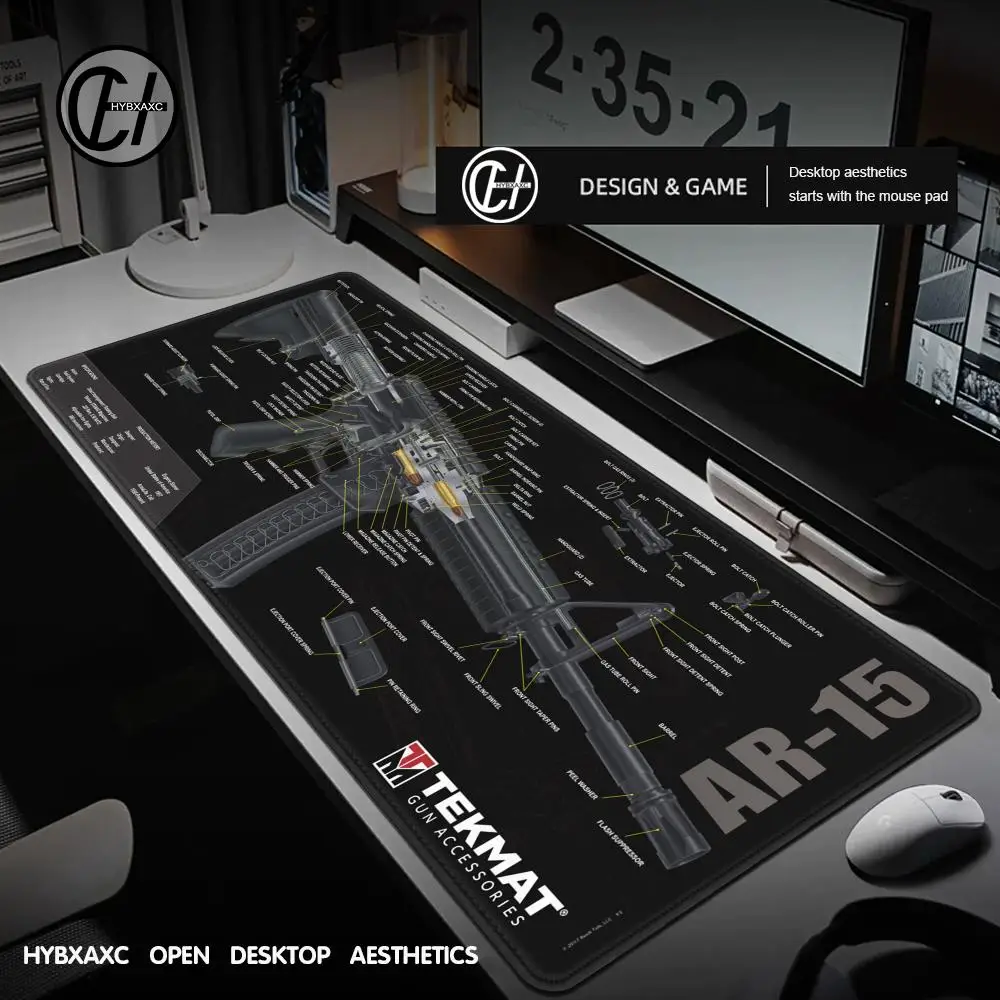 

Black Ar 15 Ak47 Gun Mousepad Custom Skin Desktop Desk Mat Kawaii Gaming Accessories Students Writing Pad for PC Computer Table