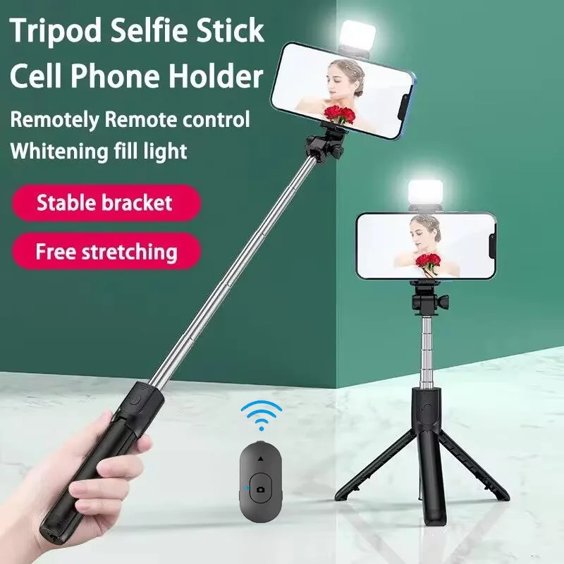 Wireless Selfie Stick Tripod Stand Bluetooth Remote Extendable Tripod With Fill Light For IOS Smartphone Tiktok Live Broadcast