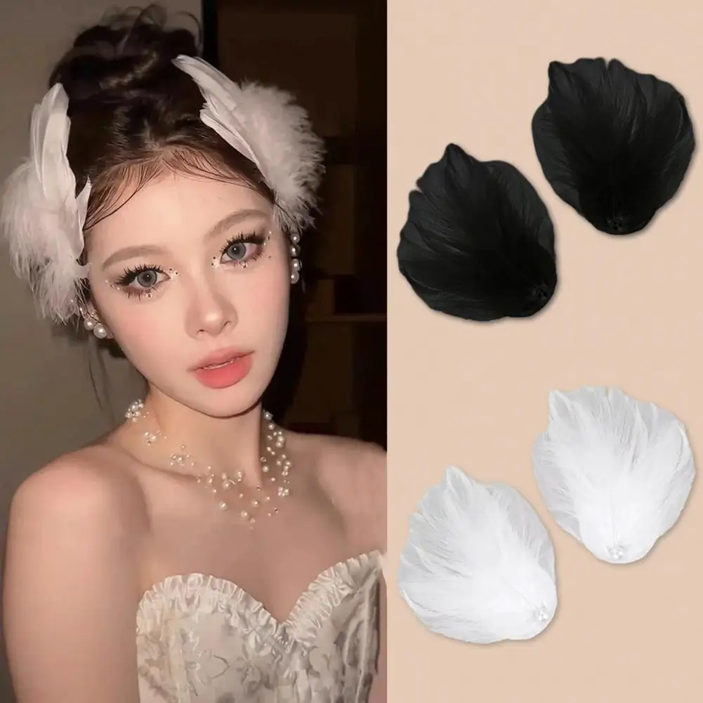 1 Pair Feather Hair Clip White Black Feather Clip Ballet Skirt Hairpin Set for Wear Birthday Dance Role Play Hair Accessories