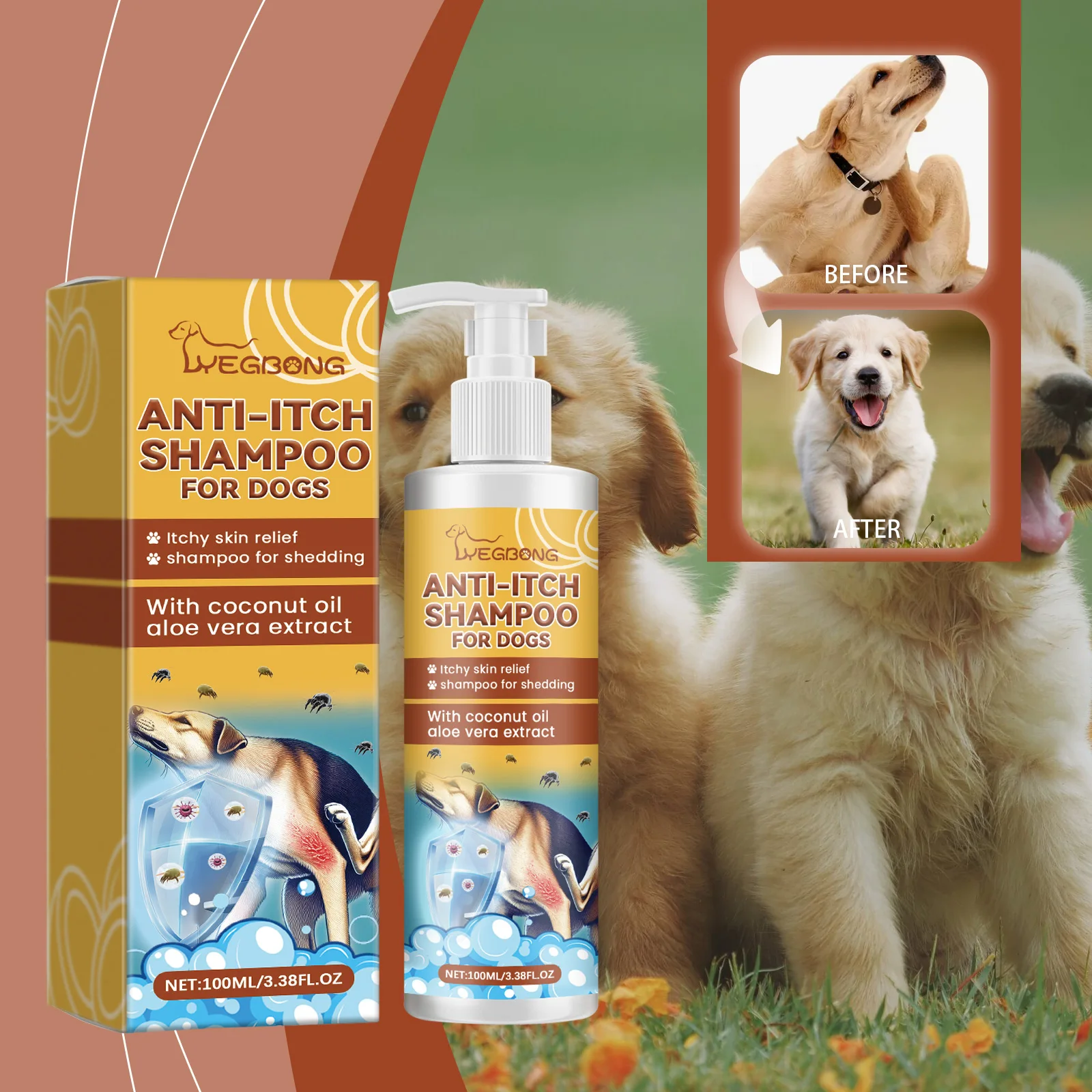 Hundeshampoo und Conditioner Feuchtigkeitsspendend Anti-Juckreiz Floh- und Zeckenentfernung Tiefenreinigung Nährendes Haar Anti-Allergie Hunde-Reinigungsschaum