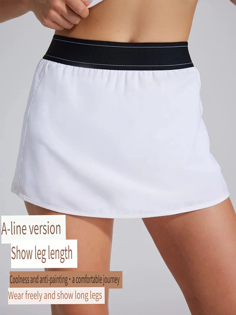 Women's Fake Two Piece Sports Short Skirt Tennis Skirt High Waist Golf Skirt Running Yoga Skirt With Pockets Elegant Dresses