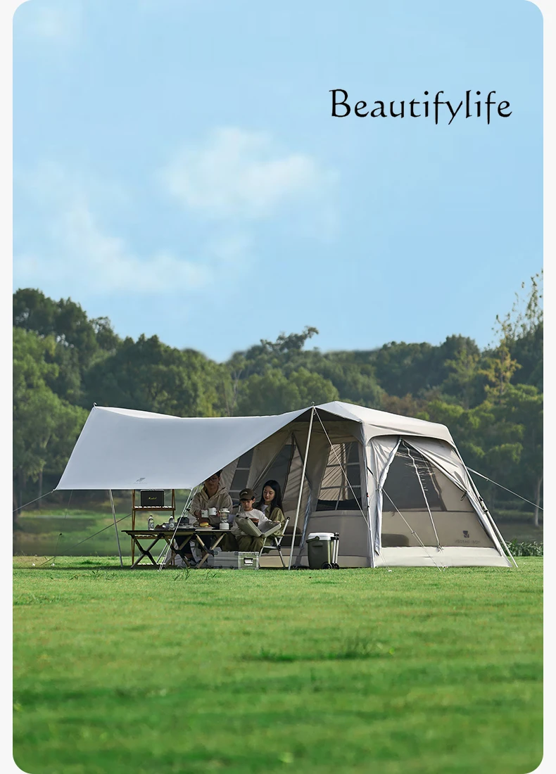 Vinyl Roof Tent Outdoor Camping Windproof Rainproof and Sun Protection Portable Automatic Tent with Canopy