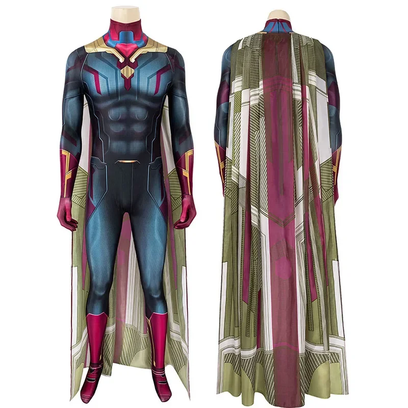 

Movie Costume Cosplay Jumpsuit Penglihatan Perang Superhero Dewasa Bodysuit Keren Openg Halloween Stage Performance