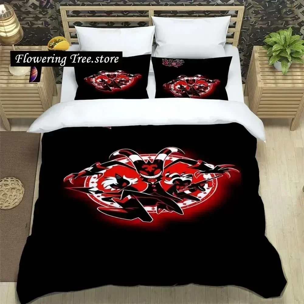 

Comedy Helluva Boss Logo Sheets Quilt Covers Bedding Dormitory Sheets Bedding Set Three-piece Soft Warm Bedding Set029963