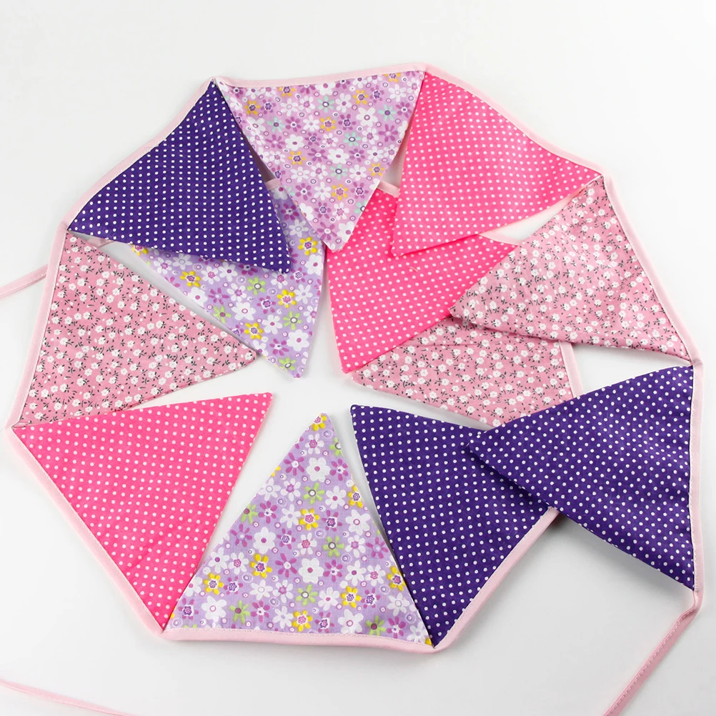 

's Cotton Flag Party Banner Triangle Garland for Birthday Outdoor Pennant