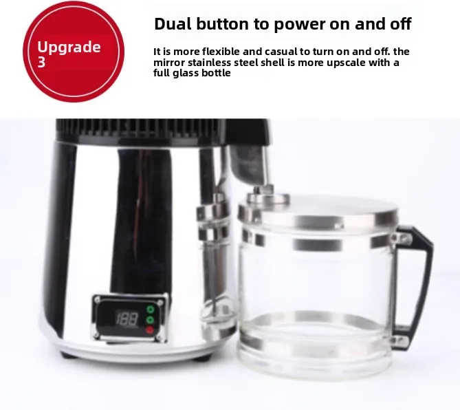 Distillatore d'acqua domestico in acciaio inossidabile da 4 litri - Macchina automatica per acqua distillata dentale per uso domestico, laboratorio, clinica - Senza BPA, 304 St