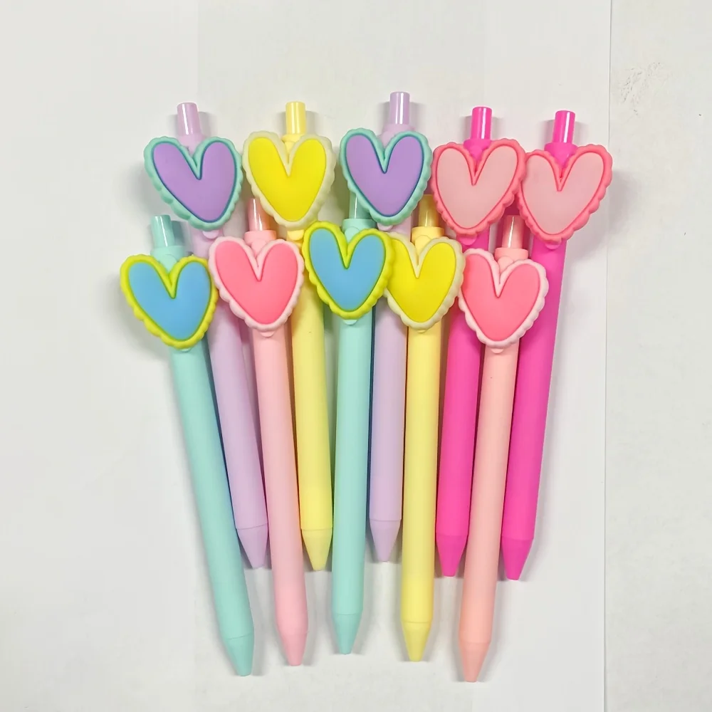 5pcs Gel Pen Heart-Shaped Pens, Black Ink, 0.5mm, Suitable for Wedding Parties, Office Stationery, Gifts, Random Styles