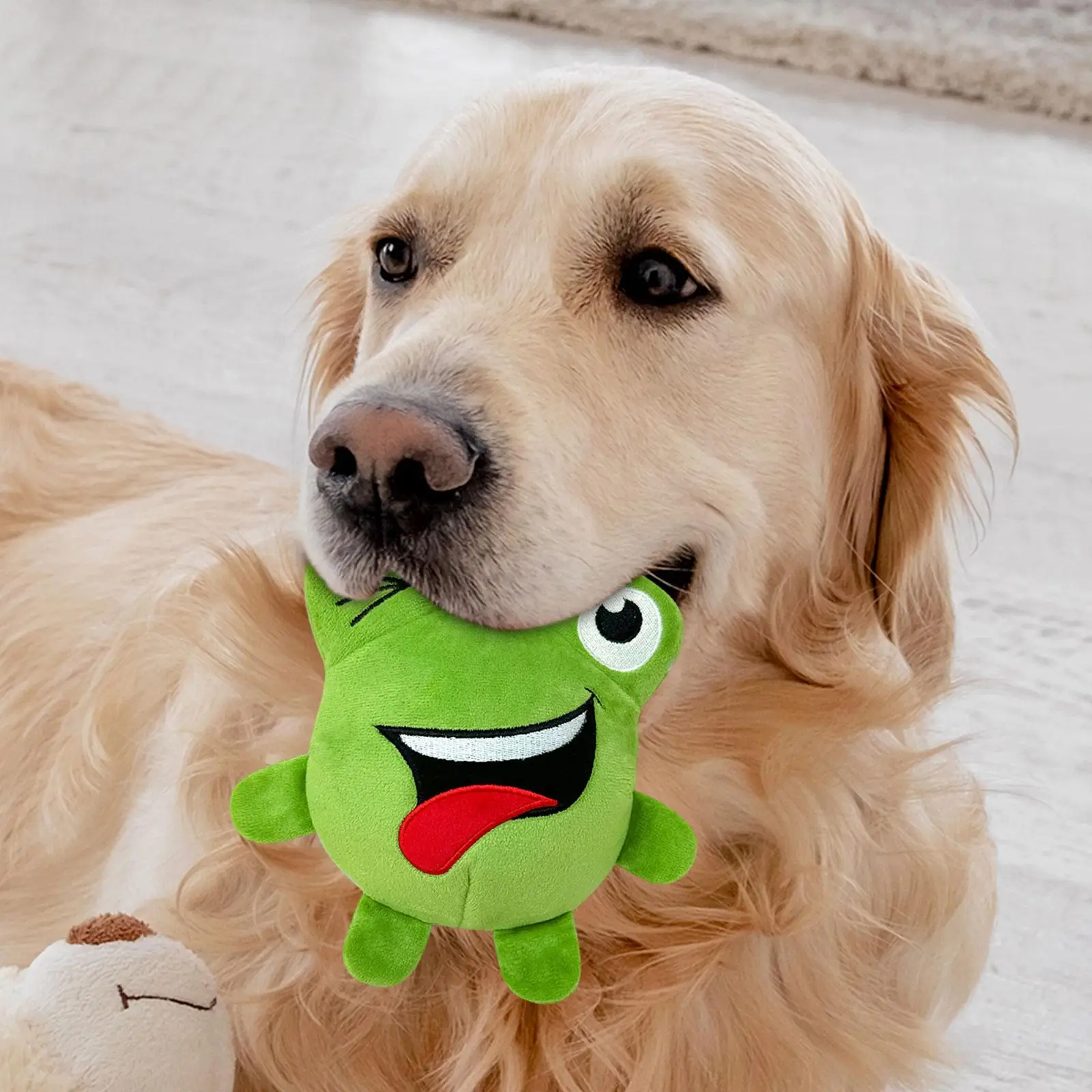 Green Frog Bouncing Ball Toy Interactive Educational Dog Plush Toy Stuffed Toy Elastic Ball Stuffed Dog Toy Pet Plaything Dog