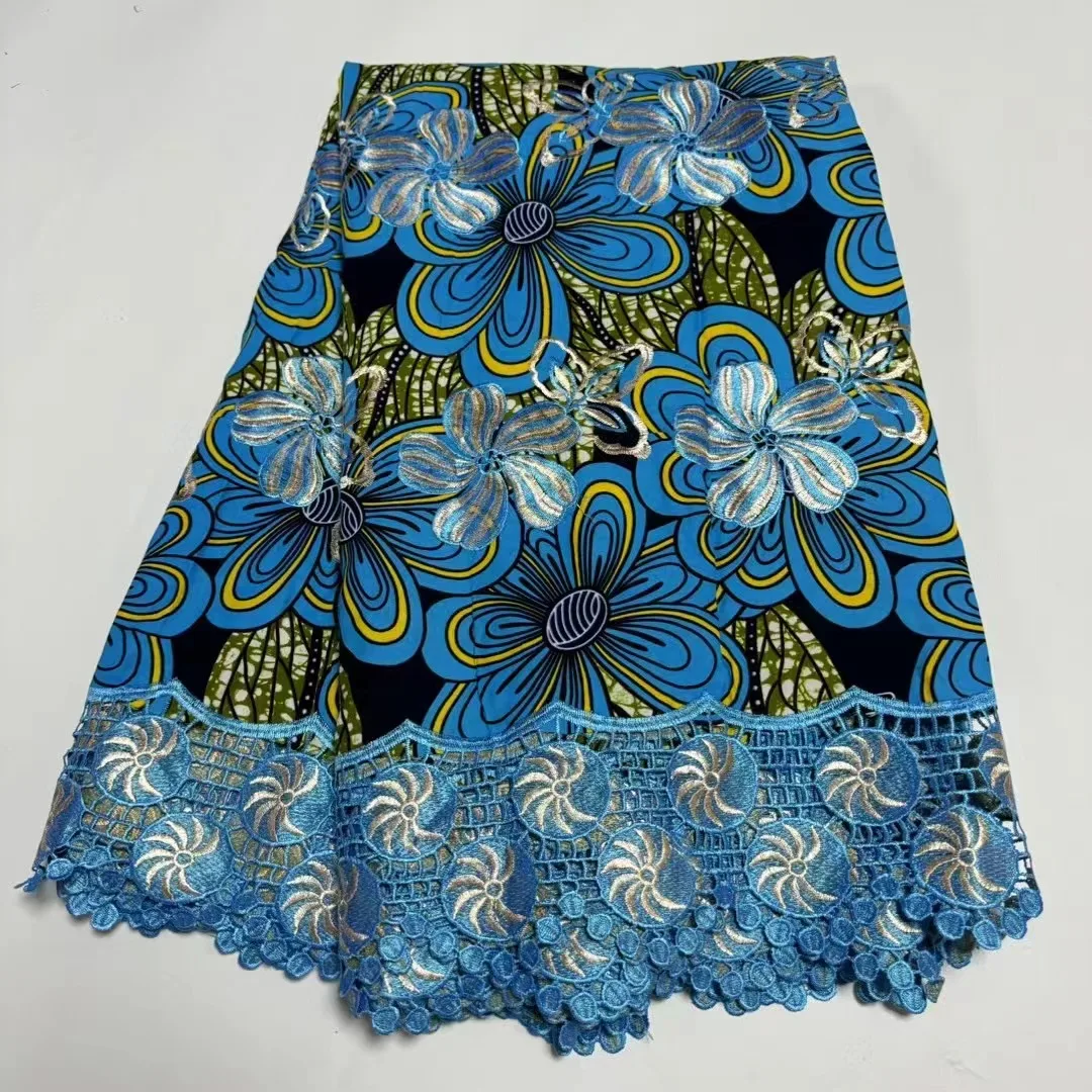 

100%Cotton High Quality 2024 Nigerian New Wax Fabric African Voile Lace Embroidery French Guipure Fabric Sewing Wedding Dress A2