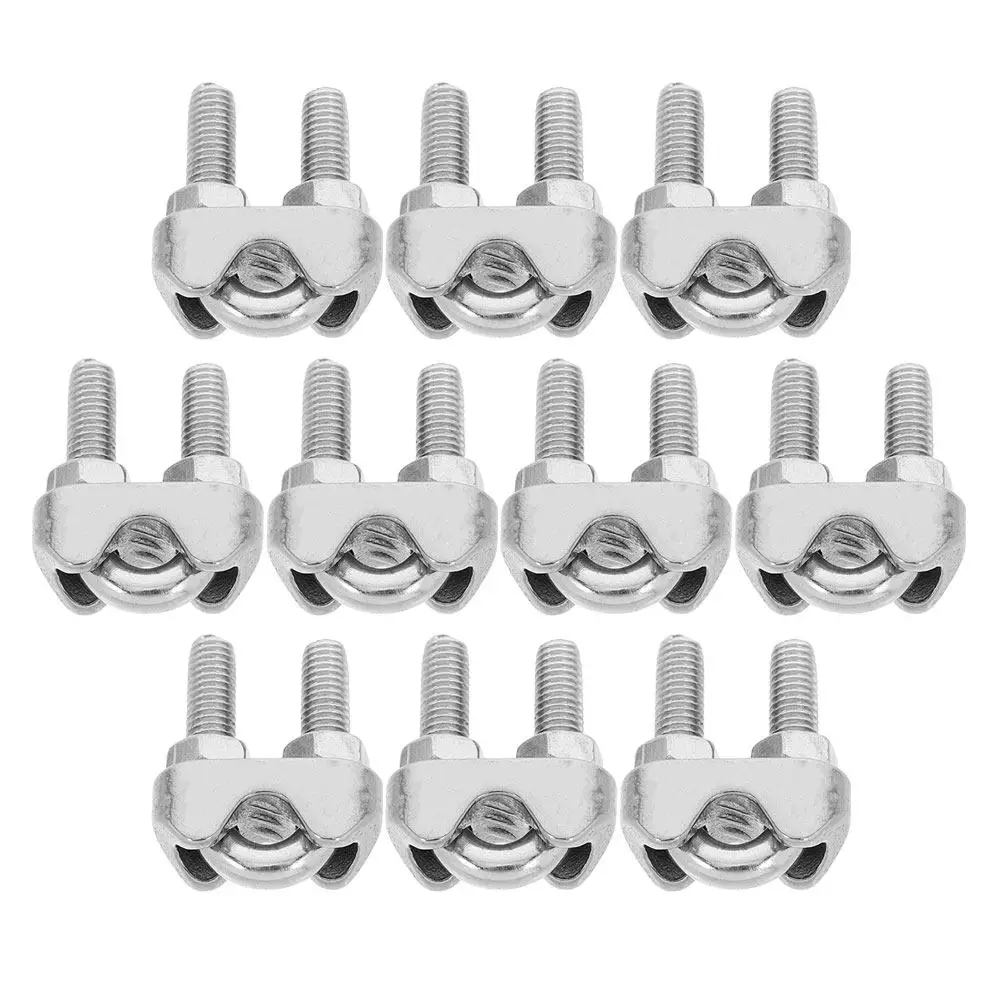 10Pcs Steel Wire Rope Clamps Stainless Steel U-Shaped Cable Fasteners Heavy Duty Wire Clamp Fittings for Outdoor Construction