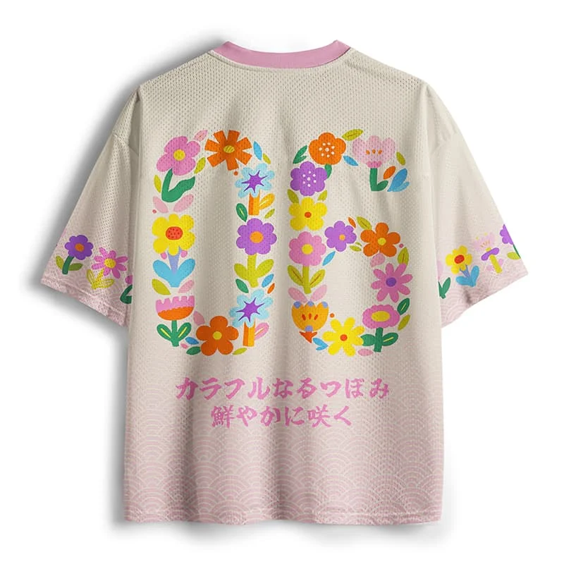 2026 new unisex mesh T-shirt V-neck lightweight breathable polyester mesh retro nostalgic printed casual sportswear