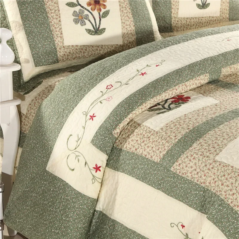 3/4pcs Floral Cotton Quilt Set Patchwork Bedspread on The Bed Linen Quilted Comforter Blanket Coverlet Plaid Padded Bed Cover