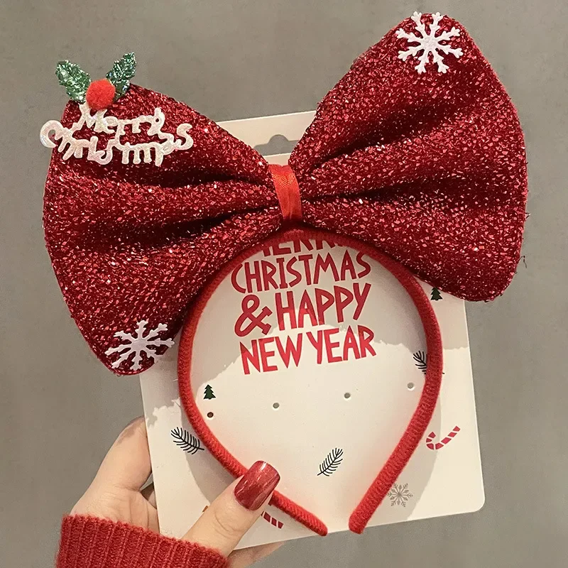 2024New Christmas Sen Deer Horn Hair Band Female Santa Claus Hair Band Headwear Holiday Dress Headband Hair Band Headwear