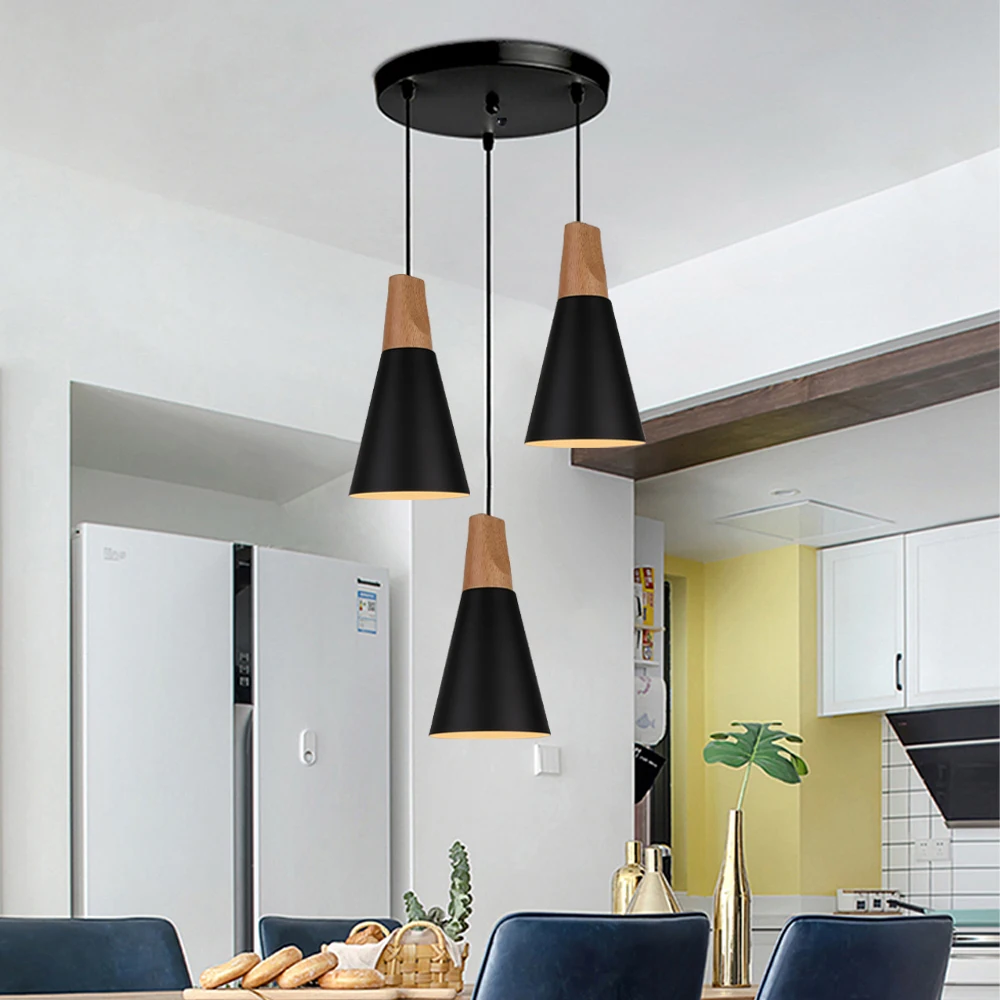 

Nordic Macaron Ceiling Chandeliers E27 Wooden Hanging Lights For Bedroom Study Cafe Bar Restaurant Decor 3 Heads Pendant Lamps