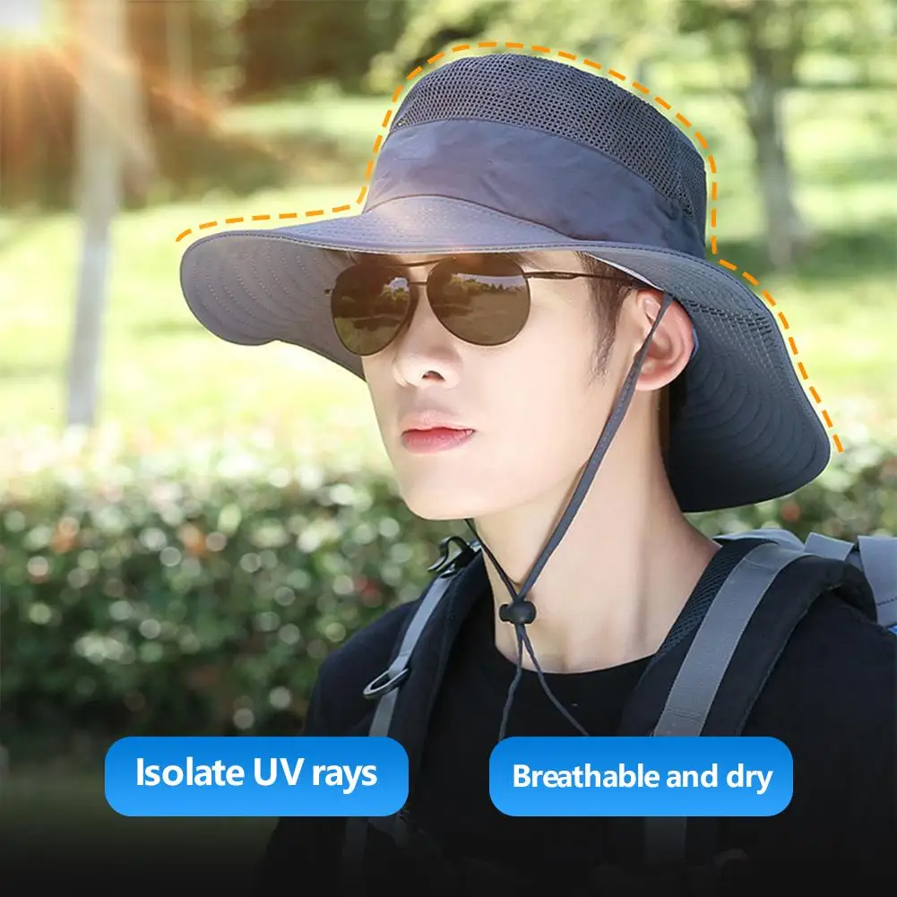 UV-proof Big Eaves Hat Summer Sunshade Fisherman Sunscreen Outdoor fishing Waterproof Quick drying Breathable Umbrella Cap Men