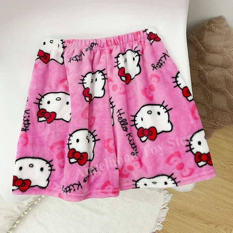 Sanrio Kawaii Kt Cat Kitty Short pigiama Home pantaloni Casual primavera estate peluche pantaloni in pile Anime Cosplay Cute Girl Kawaii Gift