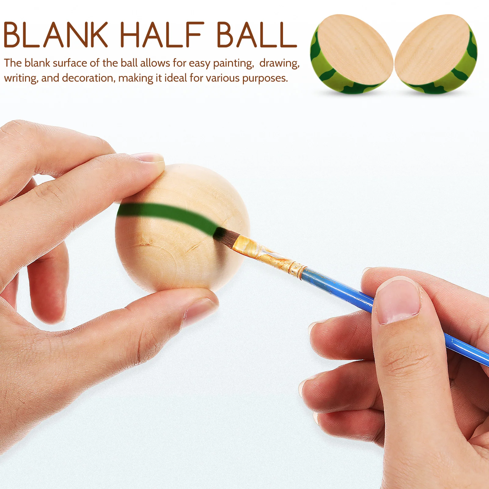 

40Pcs Wooden Balls for Crafts Unfinished Half Wood Beads Smooth Round Craft Shapes DIY Decoration Projects Wooden Balls