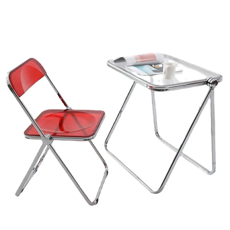 Transparent ，Acrylic fashion Internet celebrity clothing store photo chair Simple household ins dining  Folding chair