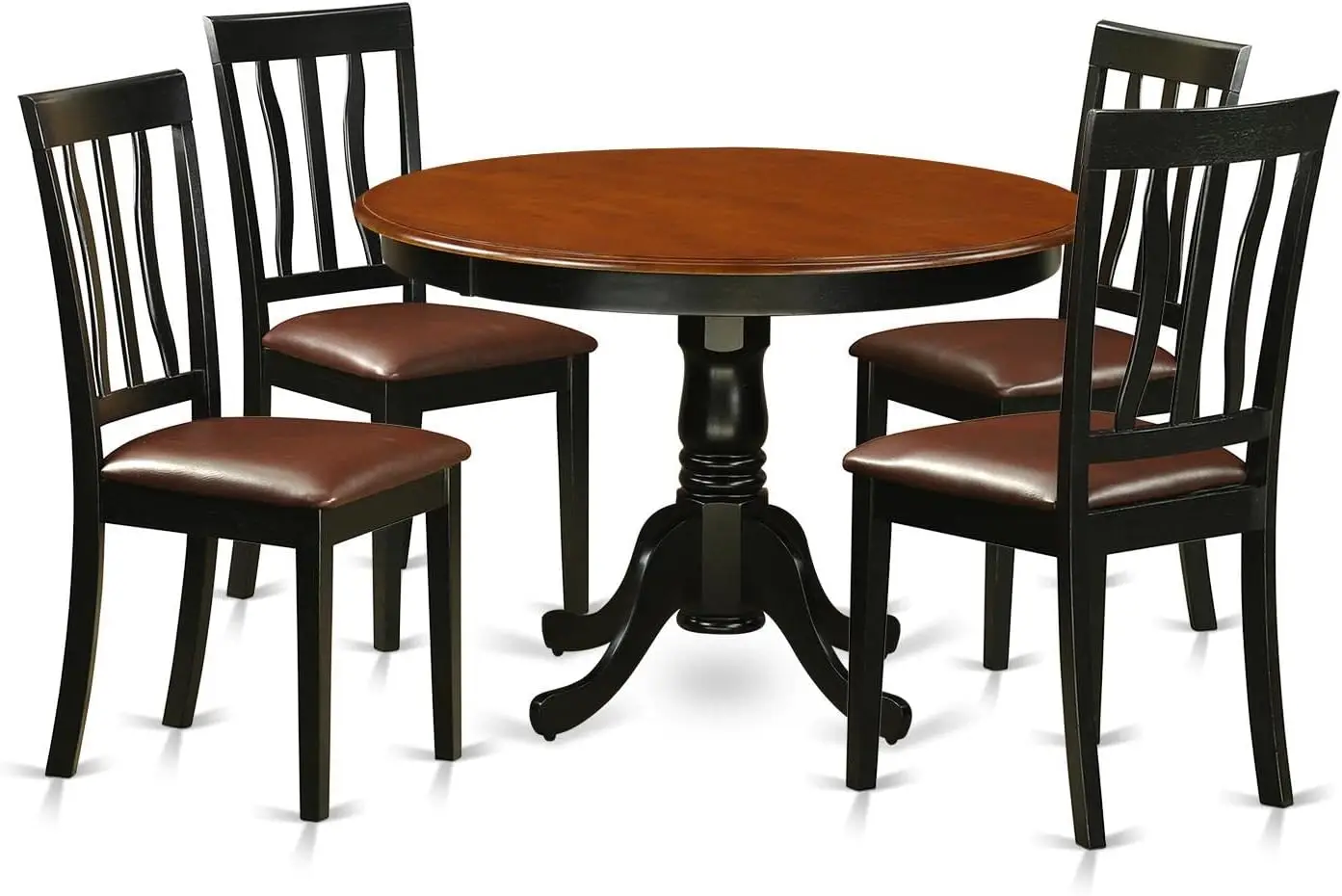 

East West Furniture HLAN5-BCH-LC 5 Piece Dining Set Includes a Round Dining Table with Pedestal herry