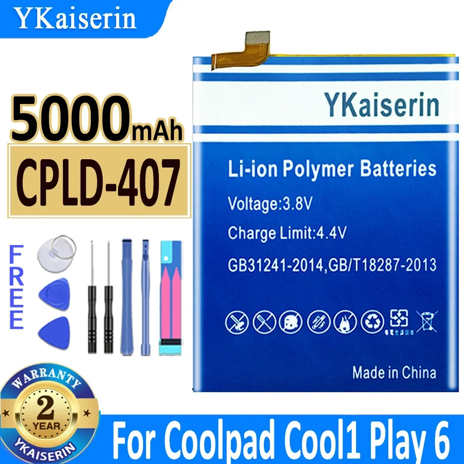 

5000mAh YKaiserin Battery CPLD-407 for Coolpad Cool 1 Play 6 Cool1 Play6 COR-I0 VCR-A0 Rechargeable Lithium Bateria