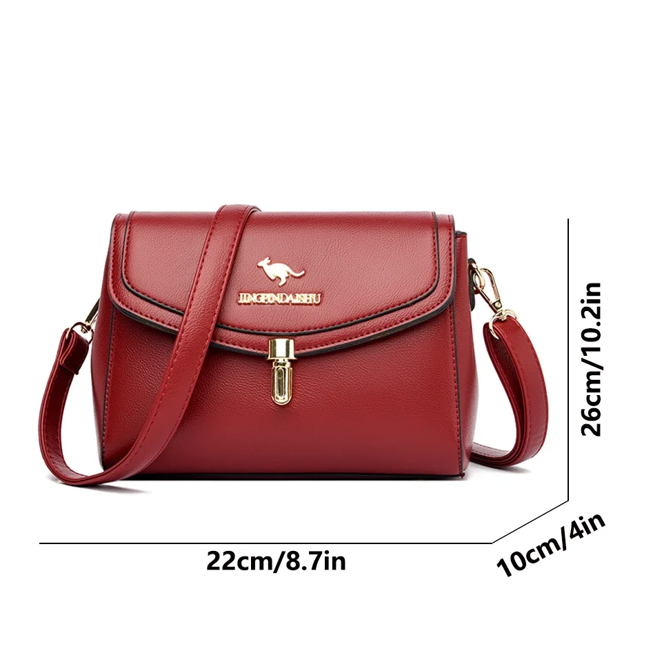 High Quality Shoulder Messenger Bags for Women New Solid Color Casual Crossbody Bag Designer Soft Leather Purses and Handbags