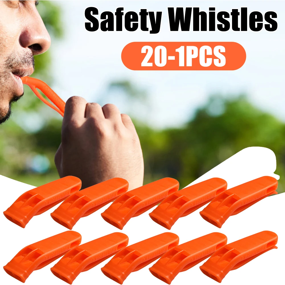 

20-1 шт. Многофункциональные сигнальные свистки для выживания на природе, громкий двухтрубный спасательный свисток для кемпинга и походов ﻿