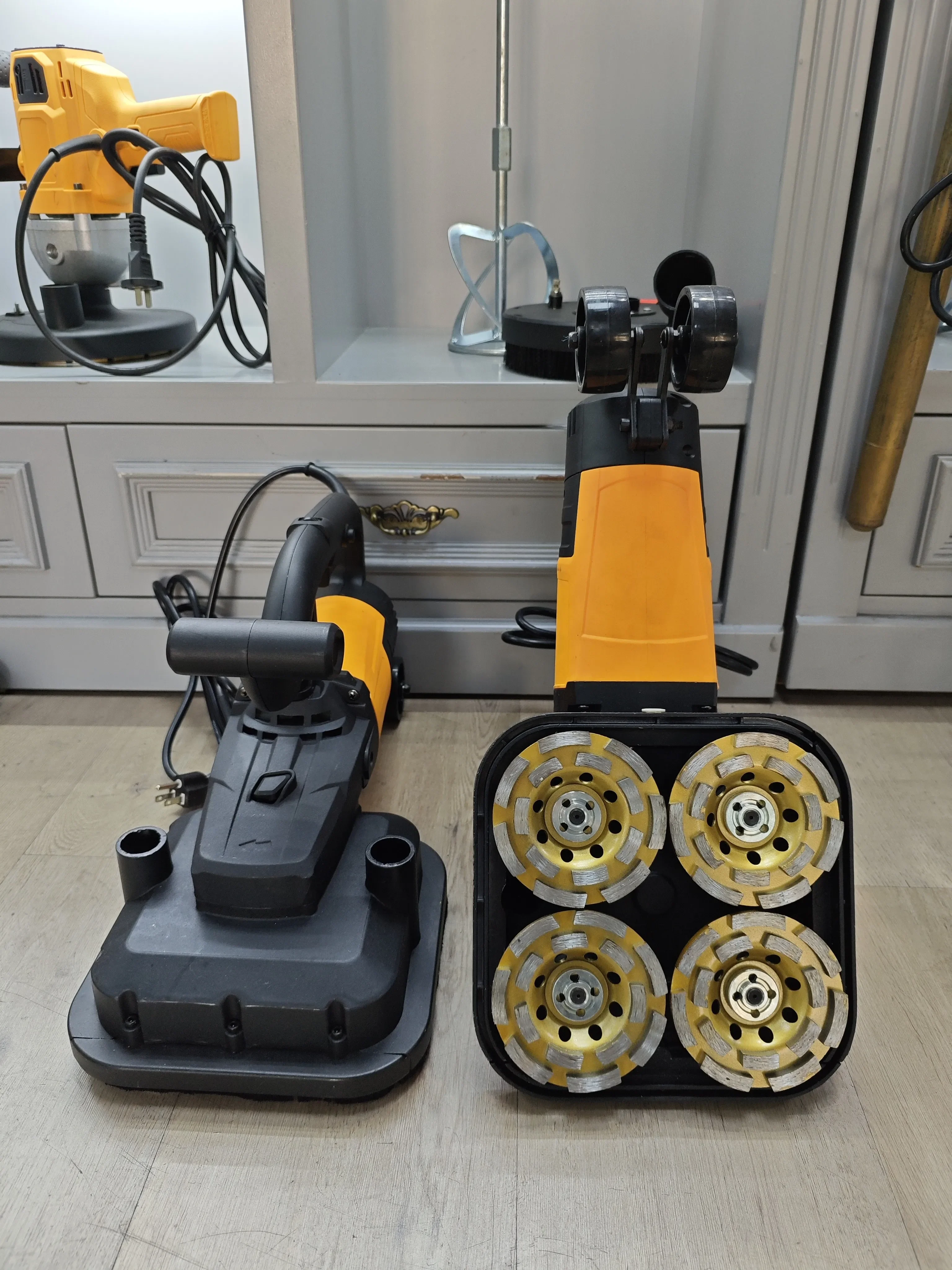 Multifunctional dust-free concrete surface trimming machine / 3800W long pole polishing floor grinder concrete grinder