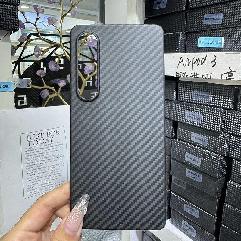 حافظة لهاتف سوني اكسبيريا 1 VI رفيعة للغاية من ألياف الكربون الحقيقية الأراميد مضادة للانفجار غطاء حماية للهاتف المحمول Funda Capa