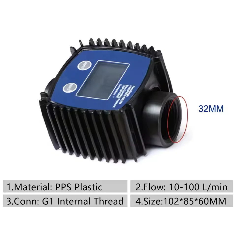 K24 Elektronische Turbine Flowmeter Kunststof Roestvrij Draad Hoge Precisie Digitale Gear Flowmeter voor Water Ureum Diesel Benzine